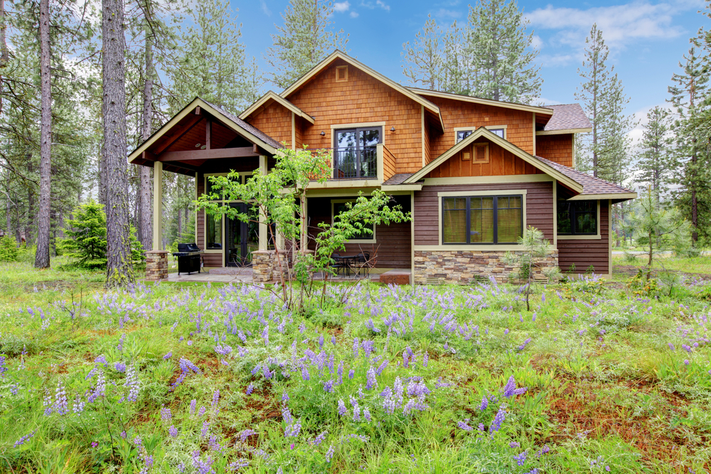 Featured image showing a mountain home with natural landscaping and wildflowers.