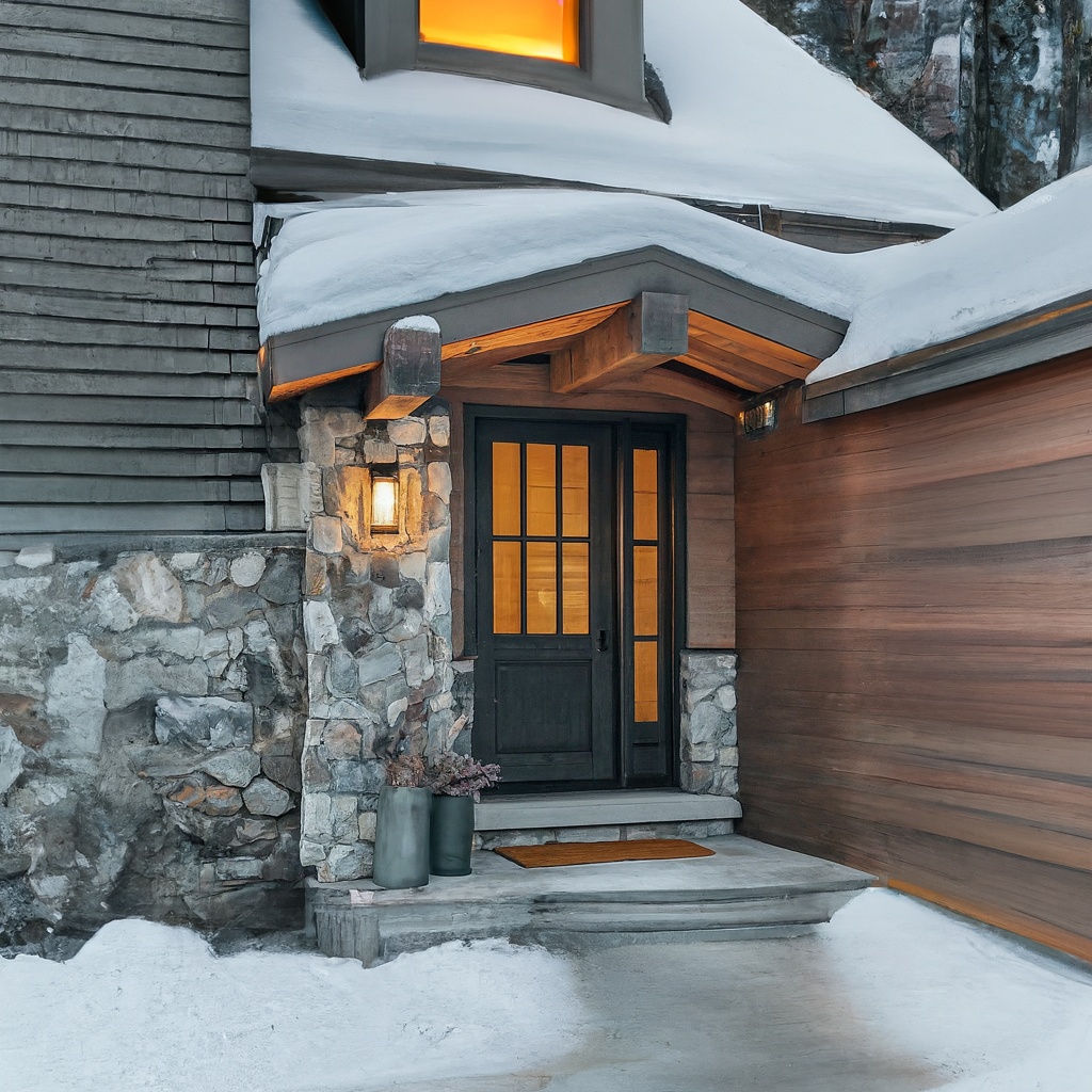 Create,A,Winter,Mountain,Home,In,Lake,Tahoe,With,Curb Featured image of a mountain home with curb appeal in the winter. Modern home shows shoveled walkways, exterior lights and winter potted plants.