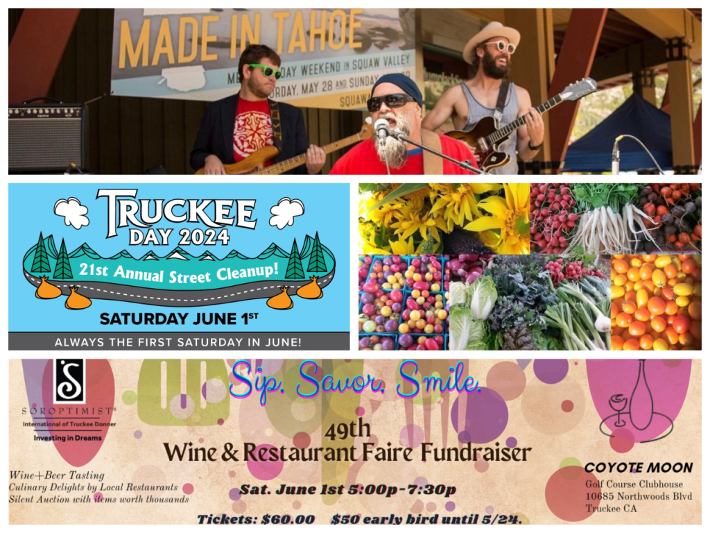 Truckee Tahoe Events Featured image showing a collage of upcoming event flyers in Truckee and Lake Tahoe