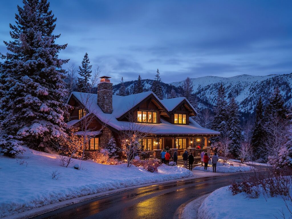 Cozy mountain home location in Truckee. Taken in December with snow and cozy atmosphere.